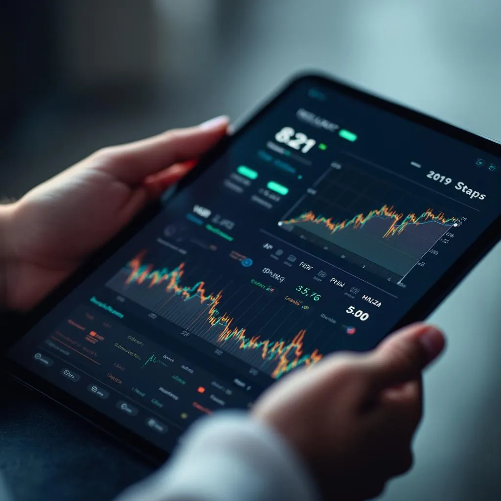 Interface utilisateur de l'application d'IA financière sur tablette
